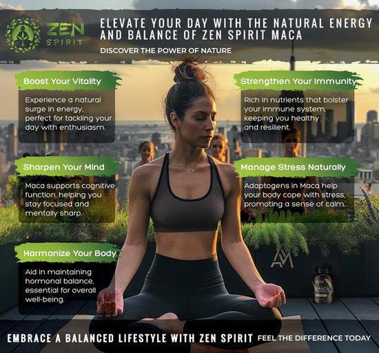 Zen Spirit Maca Root Capsules for Women & Men - Black Red Yellow - Gelatinized maca Powder Blend, 180 Pills 500mg per Vegan Capsule, Non-GMO, Gluten-Free Dietary Supplement, 90-Day Supply