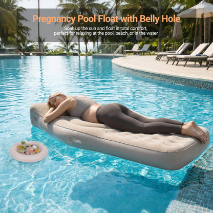 Body positioner — Inflatable pillow for stomach sleepers with belly and head hole