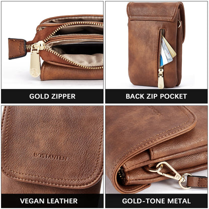 BOSTANTEN crossbody handbag with adjustable strap and vegan leather design.