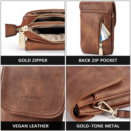 BOSTANTEN crossbody handbag with adjustable strap and vegan leather design.