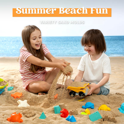 Sloosh beach sand toys set — dump truck car toys with molds for outdoor play
