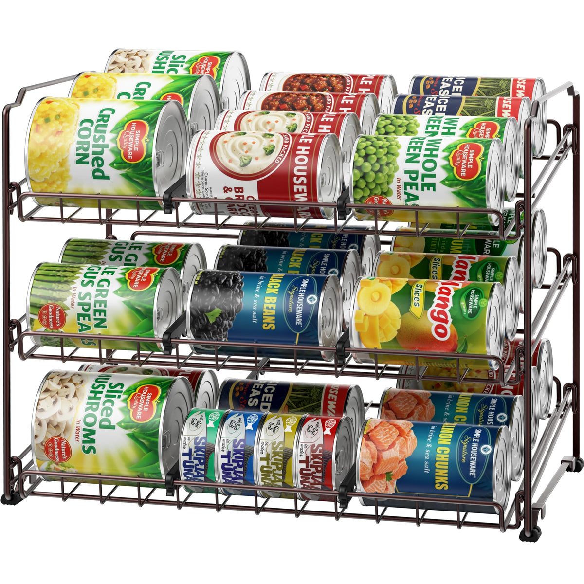 Simple Houseware can rack shelf - stackable design for space-saving organization.Simple Houseware shelf - stackable can rack for efficient storage.