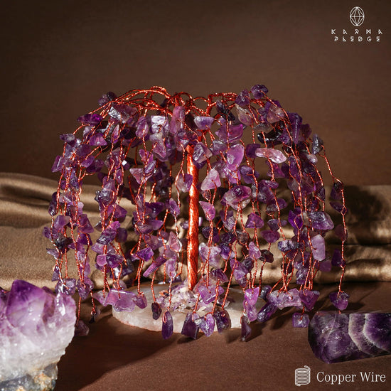 KARMAPLEDGE Crystal Tree of Life sculpture — Handmade bonsai design for prosperity and good luck