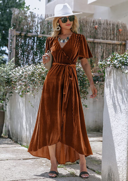 BerryGo women's velvet v neck wrap dress for cocktail party and weddings