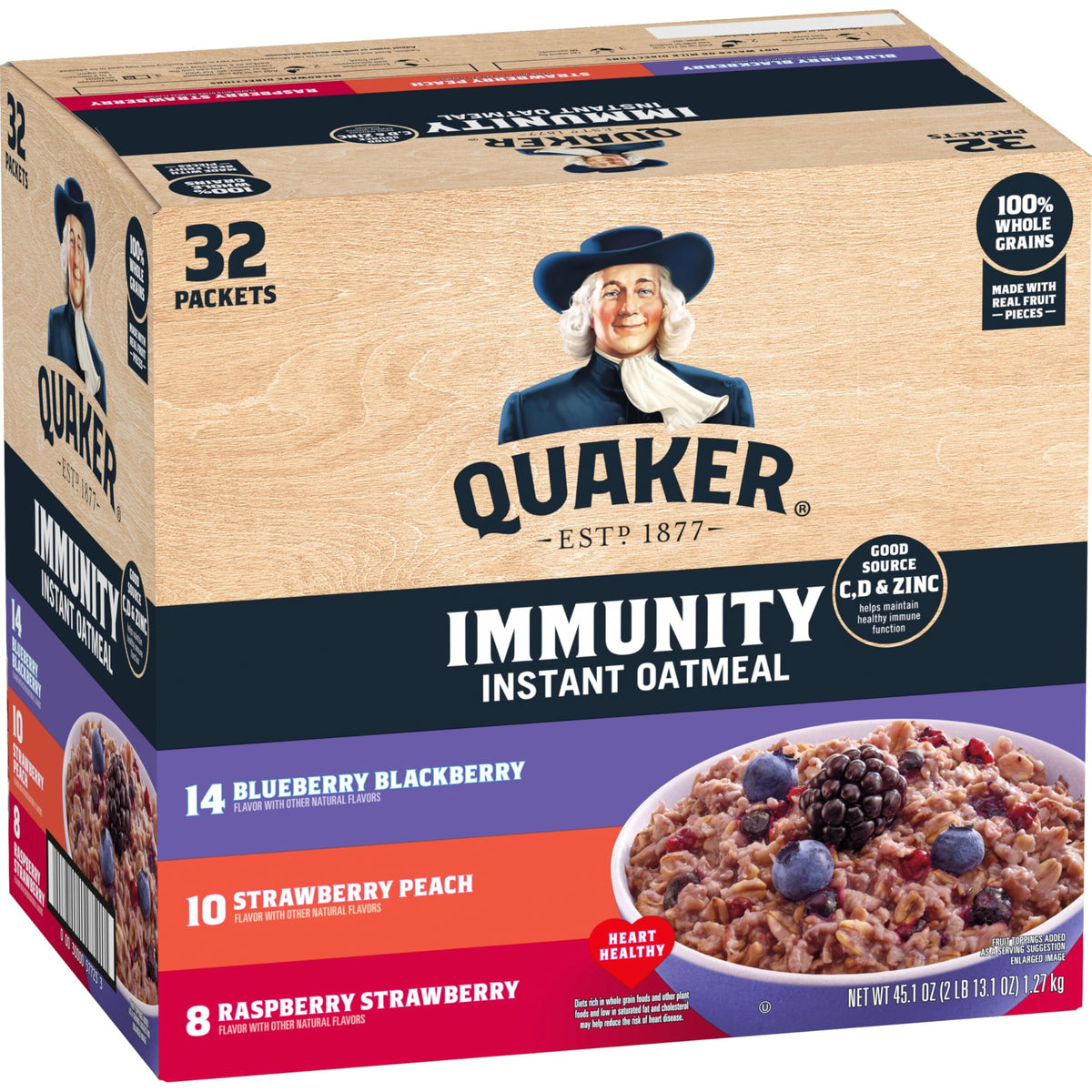 Breakfast cereal — Quaker instant oatmeal maple brown sugar 48 packets