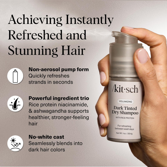 Kitsch dry shampoo — volumizing rice protein formula for dark hair, travel size pump