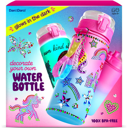 Dan&Darci art craft kit — decorate your own glow-in-the-dark water bottle kit for girls