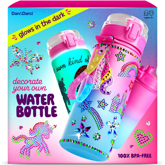 Dan&Darci art craft kit — decorate your own glow-in-the-dark water bottle kit for girls