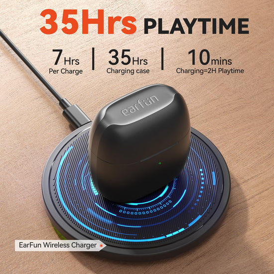 EarFun® Air headphones — True wireless design with 35H playtime and IPX7 waterproofing