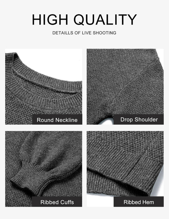 MEROKEETY sweater — Oversized pullover with crew neck and long sleeves in heathered knit