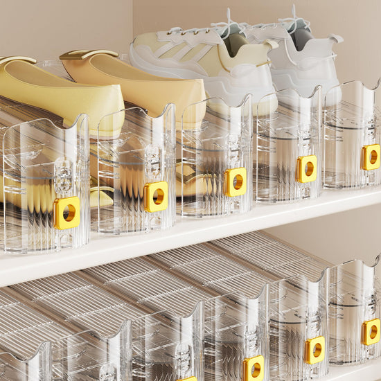 FENRUNXU shoe slots organizer - 12 pack transparent shoe stacker for closet storage