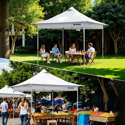 OUTFINE Pop-up Tent 10x10 Instant Gazebo with Wheeled Bag, Sandbags x4, Tent Stakes x8