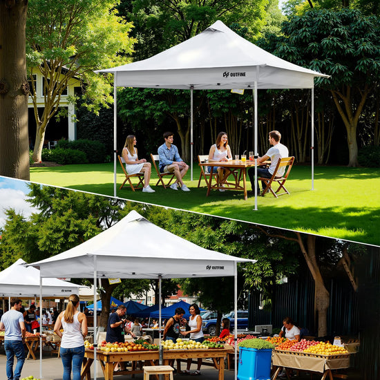 OUTFINE Pop-up Tent 10x10 Instant Gazebo with Wheeled Bag, Sandbags x4, Tent Stakes x8