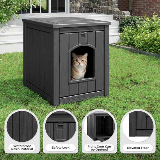 GULAIMOAO outdoor cat house — weatherproof design with sturdy resin material