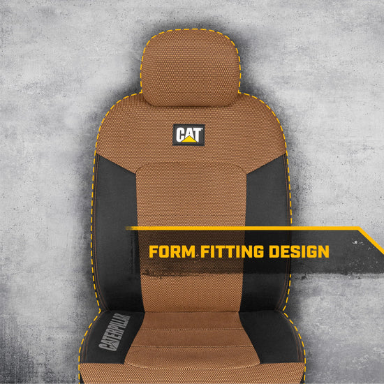 Cat® vehicle seat covers — Comfortable mesh back design in beige