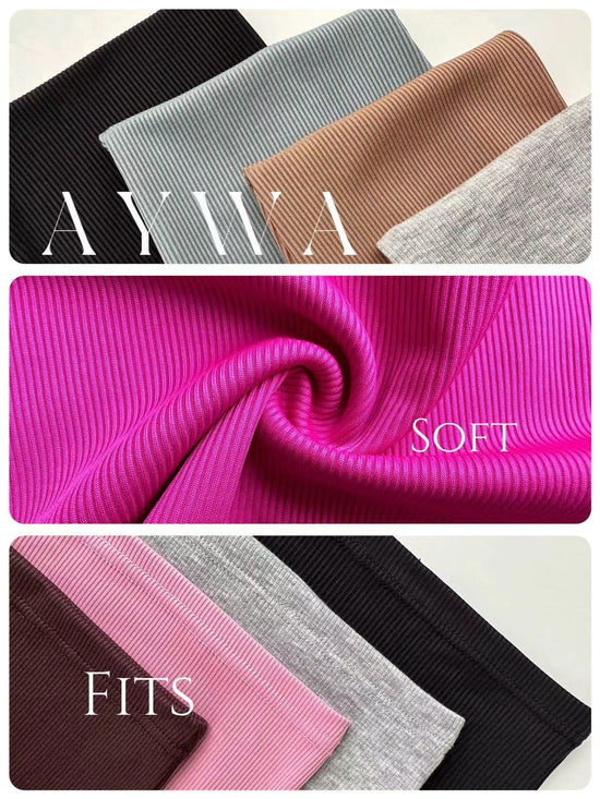 AYWA coordinated outfit — fitted crew neck tee and high waist leggings set