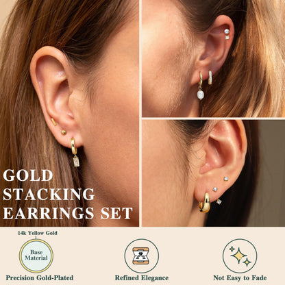 BESTEEL hoop earrings set for women with gold plating and pearl accents