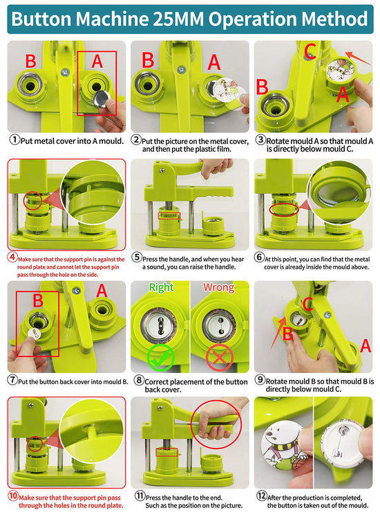 Happizza button maker — installation-free DIY pin badge press machine with supplies