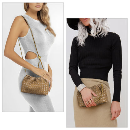 Joryin woven crossbody bag and evening purse, trendy dumpling clutch and hobo cloud shoulder bag