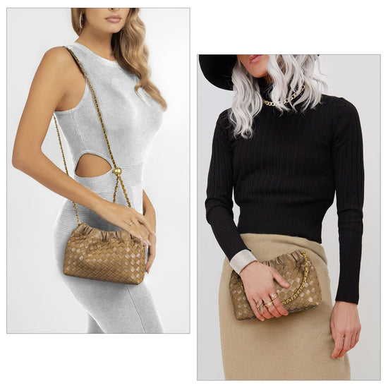 Joryin woven crossbody bag and evening purse, trendy dumpling clutch and hobo cloud shoulder bag