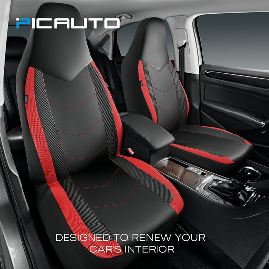 PIC AUTO vehicle seat cover — sports carbon fiber and mesh design, waterproof, universal fit