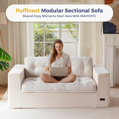 MAXYOYO sectional sofa with ottoman, flexible modular design for living room