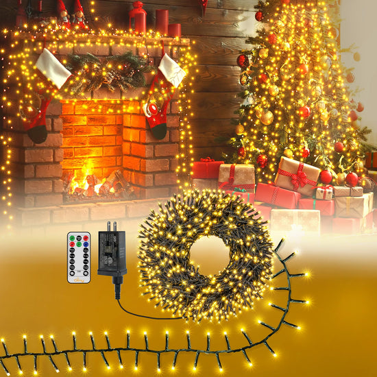 Ollny string lights — 400 LED waterproof plug-in with 8 modes memory