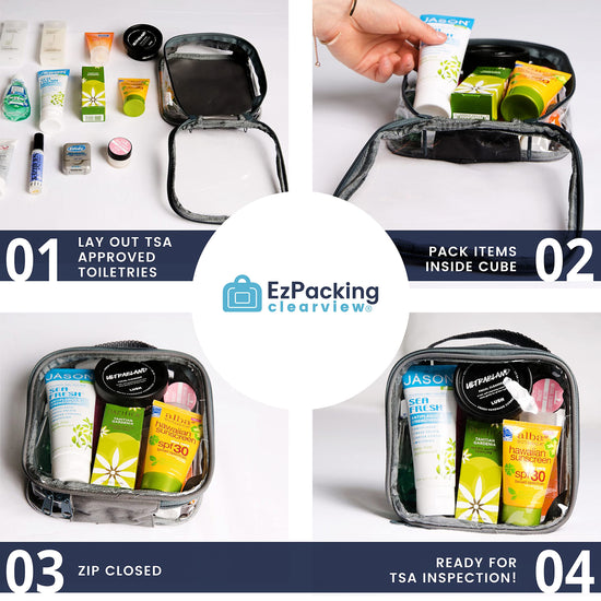 EzPacking cosmetic case — clear TSA approved travel toiletry bag for liquids