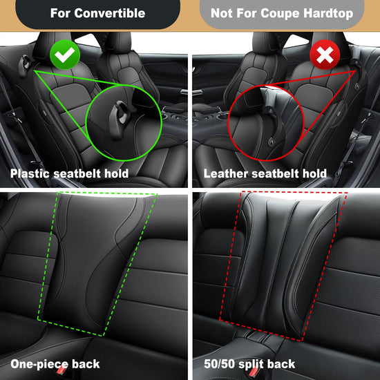 AOMSAZTO vehicle seat cover - Custom fit faux leather black for Ford Mustang 2015-2026