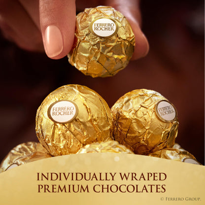 Chocolate candy — Ferrero Rocher gourmet hazelnut milk chocolate gift box 12 pieces 5.3 oz