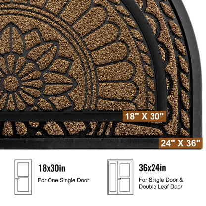 Mibao half round rug — non-slip durable welcome mat for high traffic areas