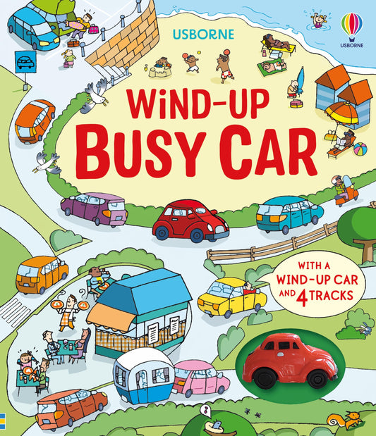 Wind-Up Busy Car — toy and book gift with a driving journey through towns and countrysideWind-Up Busy Car — toy and book gift with driving journey through towns and countryside