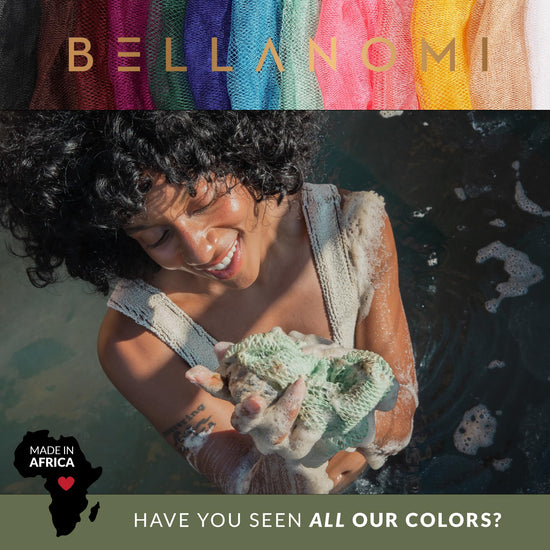 BELLANOMI bathing sponge — Authentic African net for gentle daily exfoliation