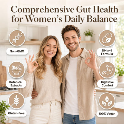 BBHiravella Noviel Gut Health Capsules with Berberine & Bromelain – 10-in-1 Gut Biofilm Support Formula for Women – Digestive Balance & Metabolism Wellness – Vegan Non-GMO, 90 Capsules