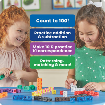 Learning Resources MathLink cubes — set of 100 math manipulatives for kids 5+