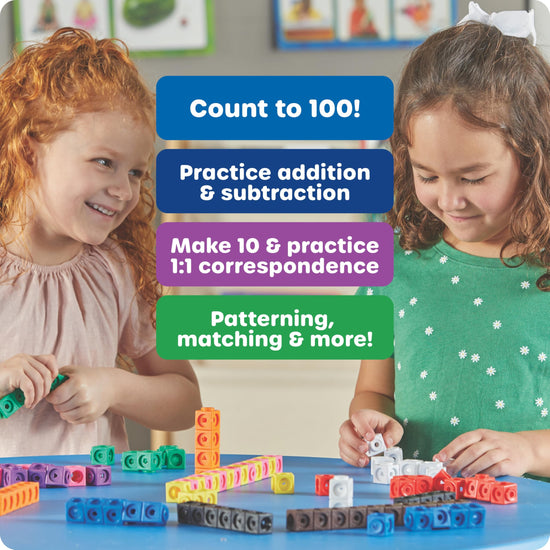 Learning Resources MathLink cubes — set of 100 math manipulatives for kids 5+