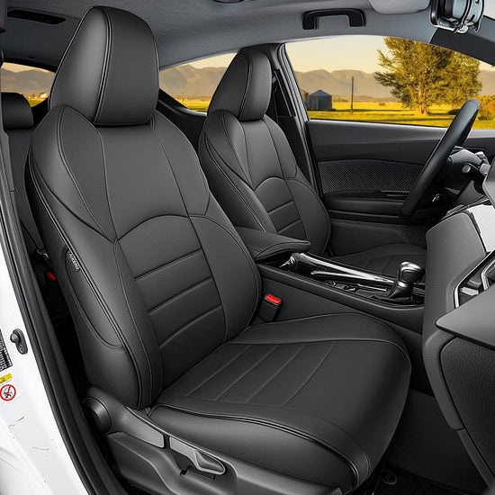 HKZ vehicle seat covers — custom fit for Toyota Venza 2021-2024, leather, black