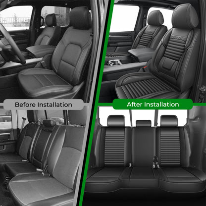AOMSAZTO vehicle seat cover - custom fit for Dodge Ram 1500 2500 3500 2012-2026 crew quad cab with waterproof design and easy installation.