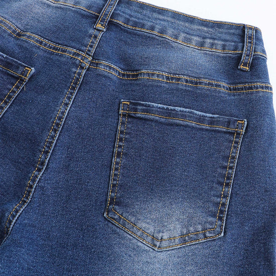 Shorts — Mid rise ripped stretchy denim with frayed hem by Thunder Star