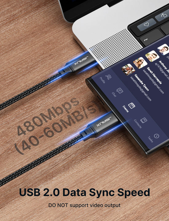 JSAUX USB C to USB C cable — 100W fast charging, 2-pack, compatible with multiple devices