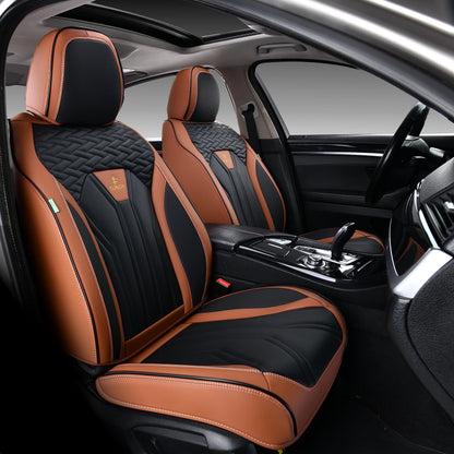FLORICH vehicle seat covers - waterproof leather in brown and black, 2 pack