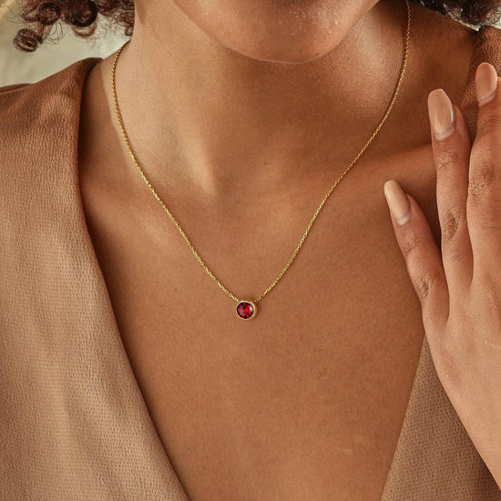 Turandoss birthstone necklace - 14K gold plated with colorful birthstones for women and girls