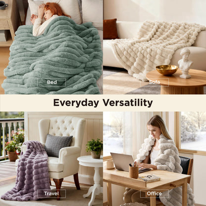 Bedsure faux fur throw blanket - Soft polyester material