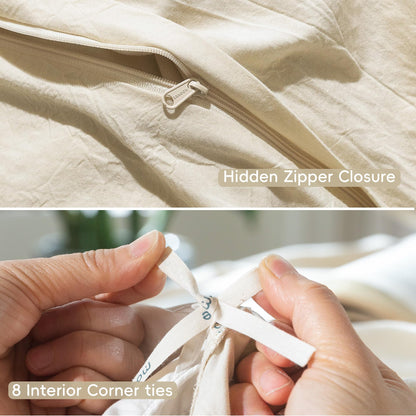 BED_LINEN_SET — 100% washed cotton duvet cover set with linen-like texture