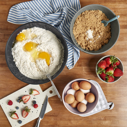 TTU dishware bowl set — Hobnail style stoneware mixing bowls 4 piece set for baking and cooking