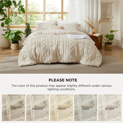 Bedsure bedding set — Tufted boho comforter with vintage embroidery
