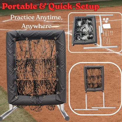 Bovngxor Heavy Duty 9 Hole Pitching Net with Strike Zone (Black)