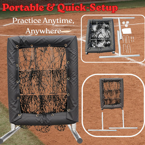 Bovngxor Heavy Duty 9 Hole Pitching Net with Strike Zone (Black)