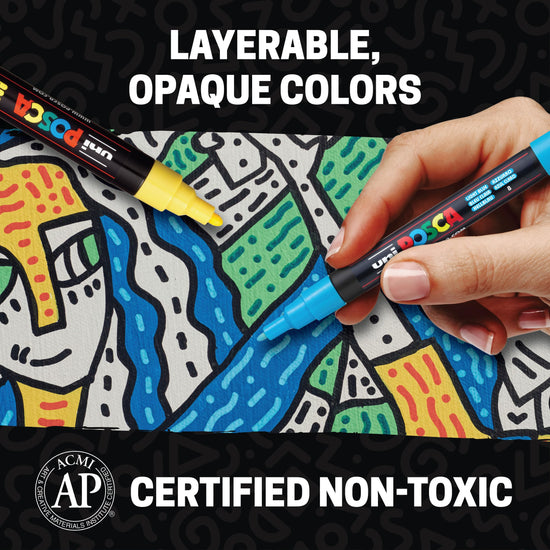 Uni Posca paint markers — 5M medium acrylic markers with reversible tips set of 29