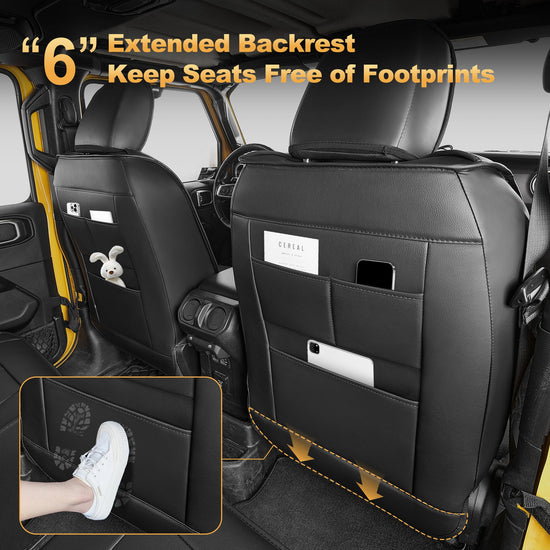 AOMSAZTO vehicle seat cover — Waterproof faux leather for Jeep Wrangler JL 4-Door 2018-2026